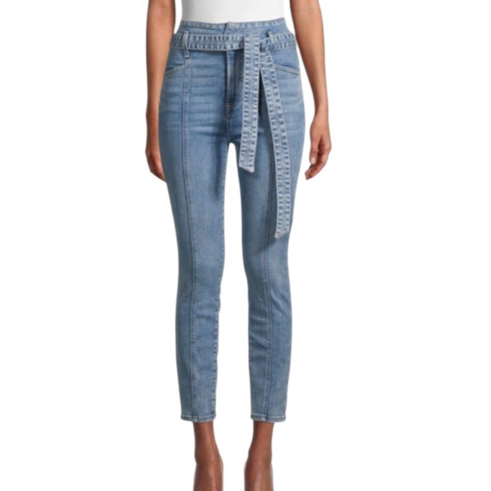 Alice + Olivia Belted High-Rise Skinny Ankle Jeans Sz 25